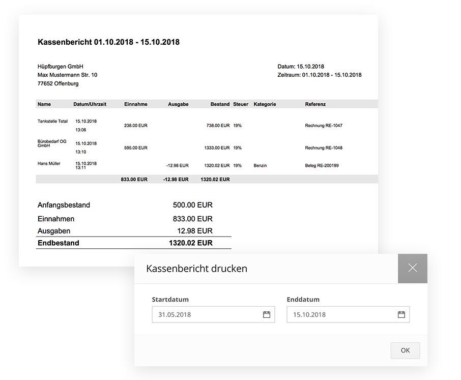 Kassaberichte erstellen und ausdrucken