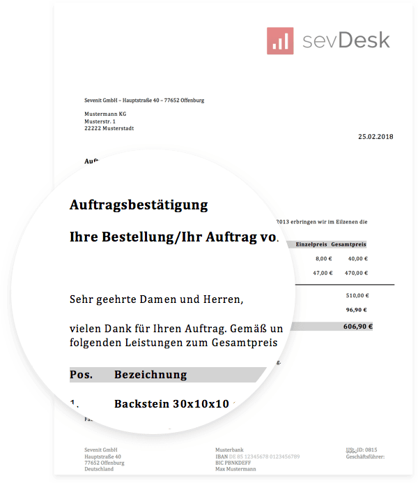 Inhalt der Auftragsbestätigung