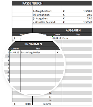 Kostenlose Excel Kassenbuch Vorlage mit Anleitung 