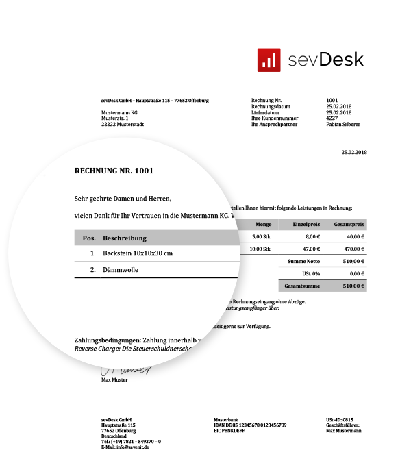 Rechnung Ohne Umsatzsteuer Vorlage - Kostenloser Download