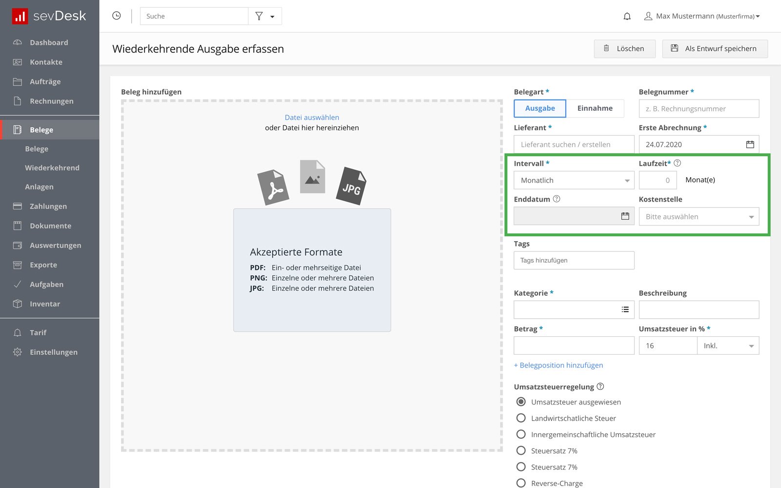 Wiederkehrende Belege automatisiert verarbeiten