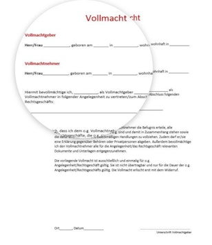 Vollmacht Bewohnerparkausweis - Muster Vorlage - WORD PDF