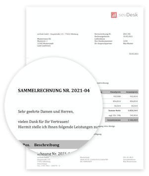 Sammelrechnung Muster Fur Word Excel Downloaden