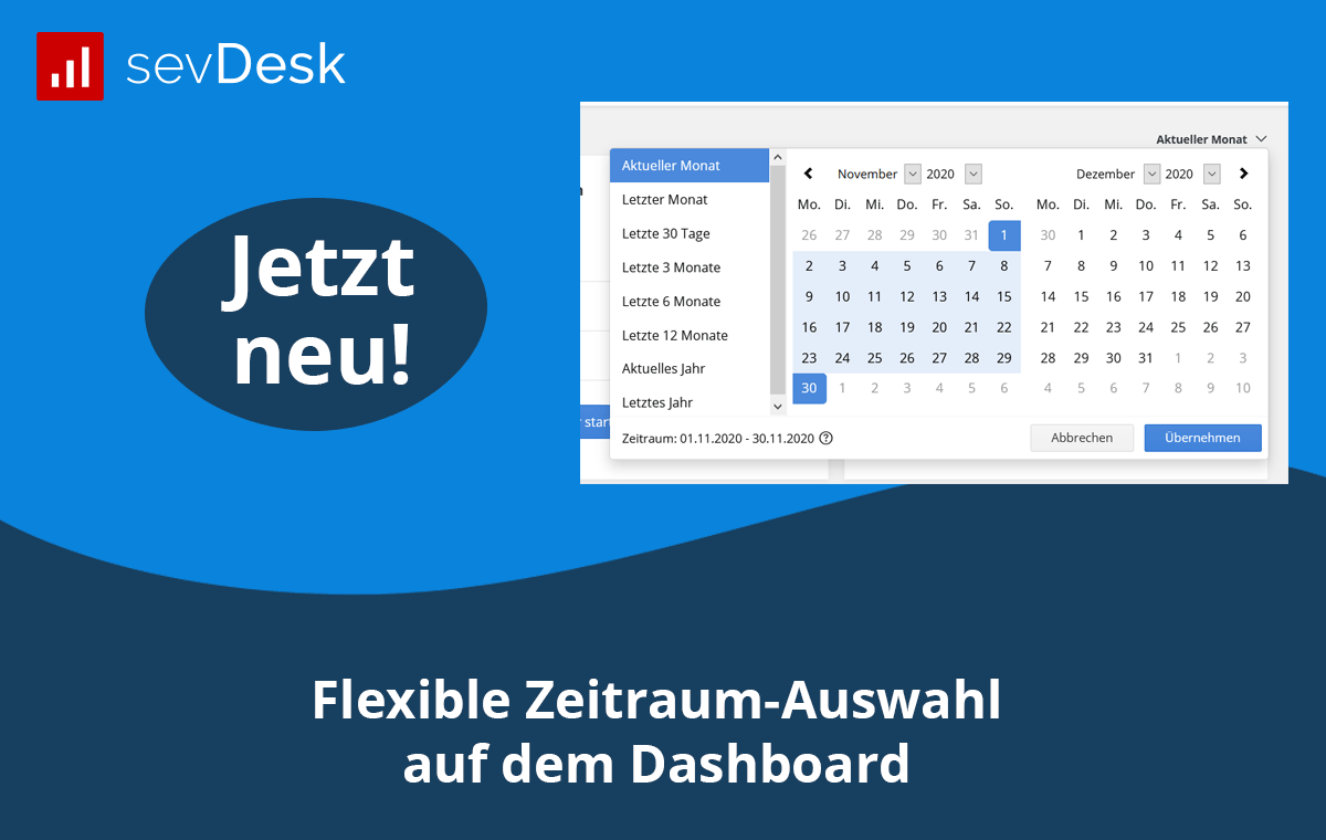 Flexible Zeitraum-Auswahl auf dem Dashboard