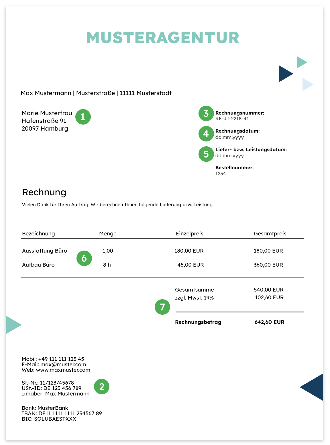 Pflichtangaben bei einer Rechnung