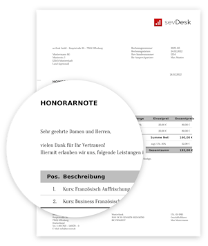 Kostenlose Honorarnote-Vorlage für Word und Excel