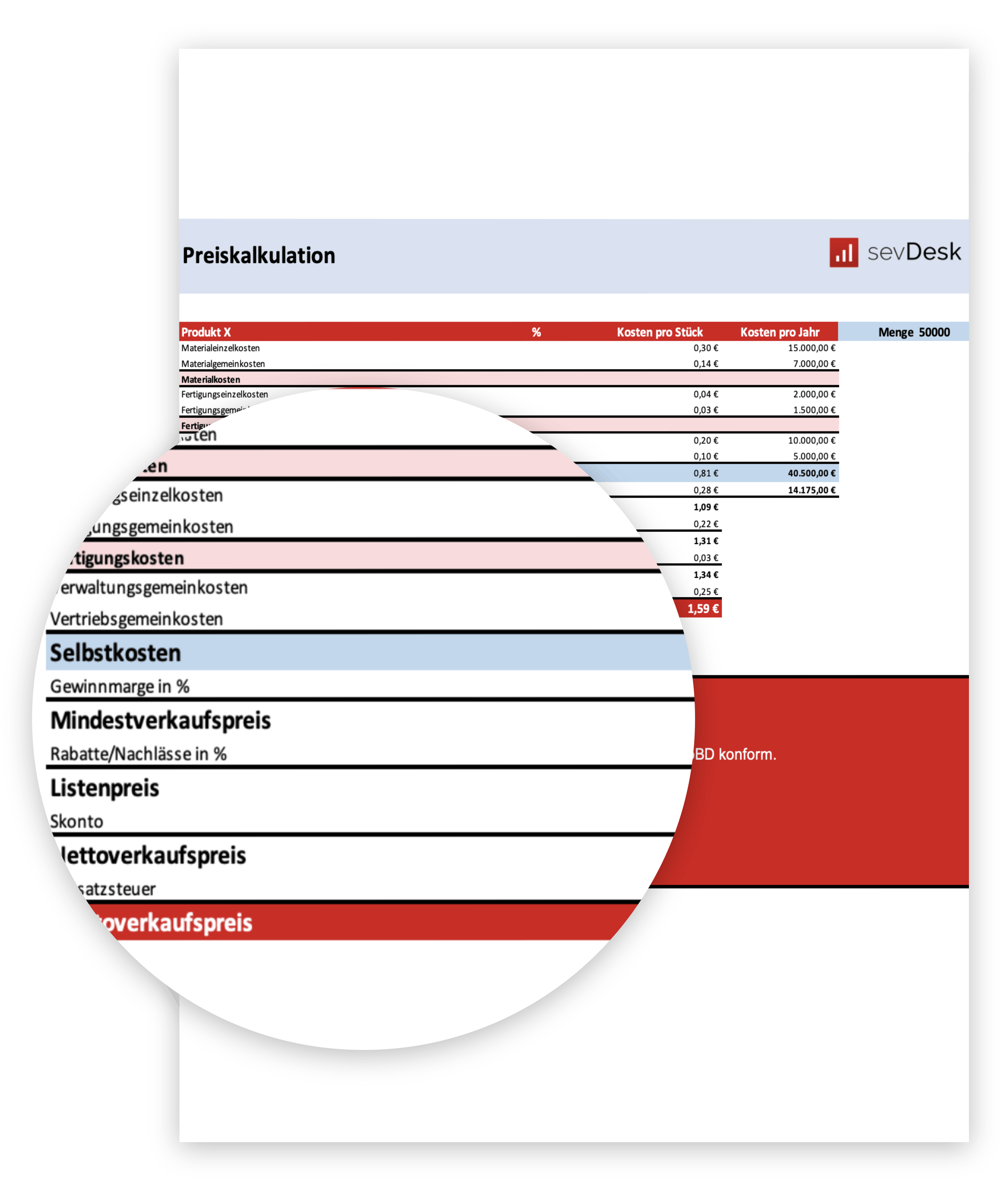 Preiskalkulation Vorlage Excel