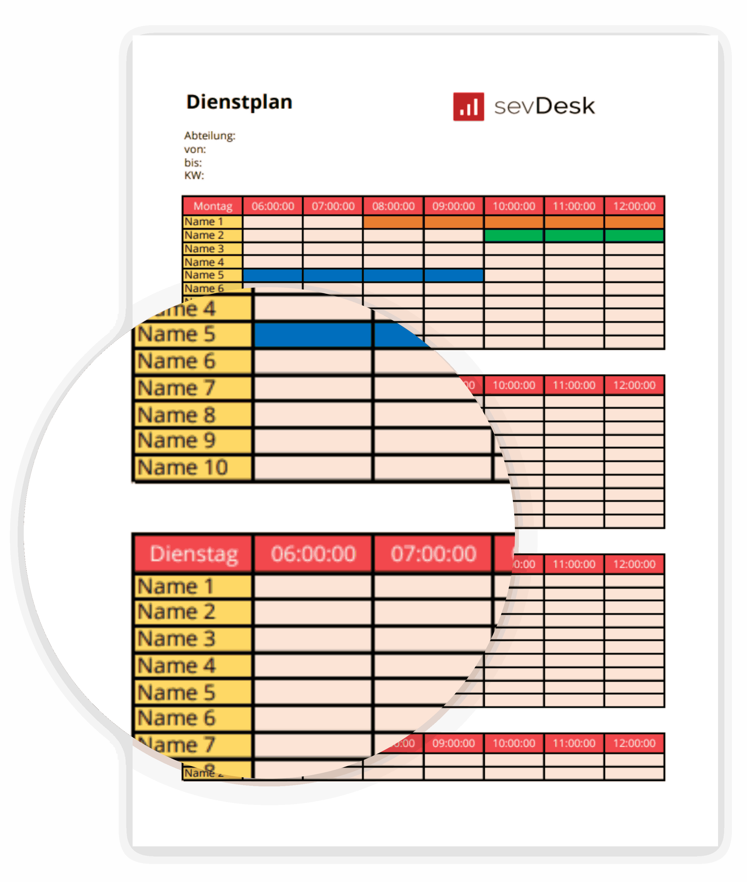 Dienstplan Vorlage Kostenlos Für Excel | SevDesk