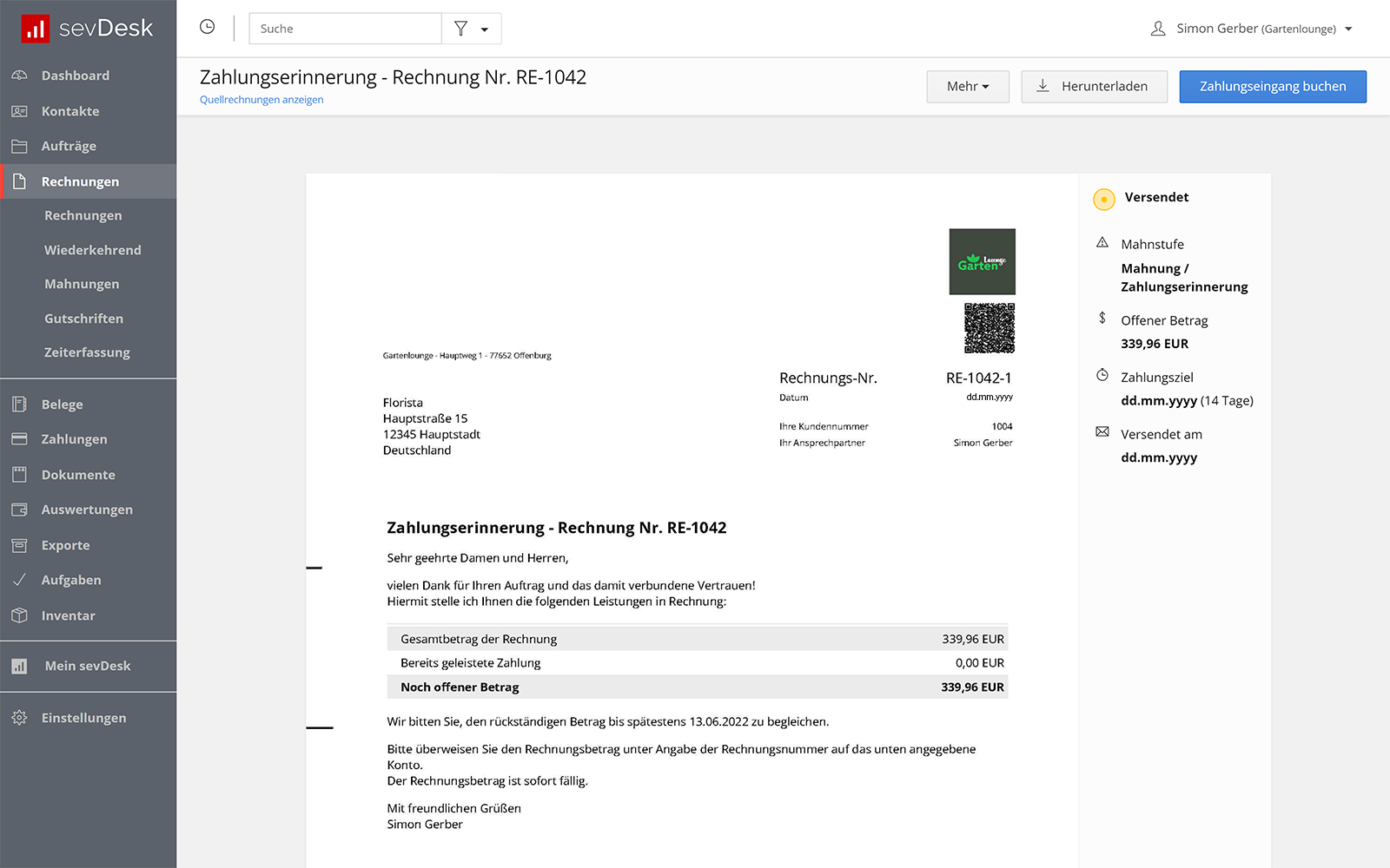 Versende Zahlungserinnerungen