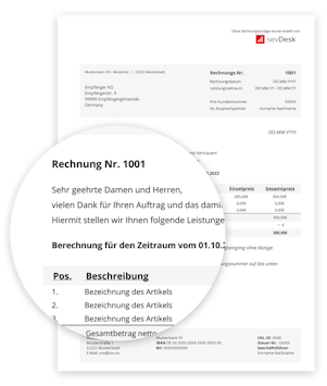 Kostenlose Vorlage für Kleinunternehmer Rechnung mit Anleitung