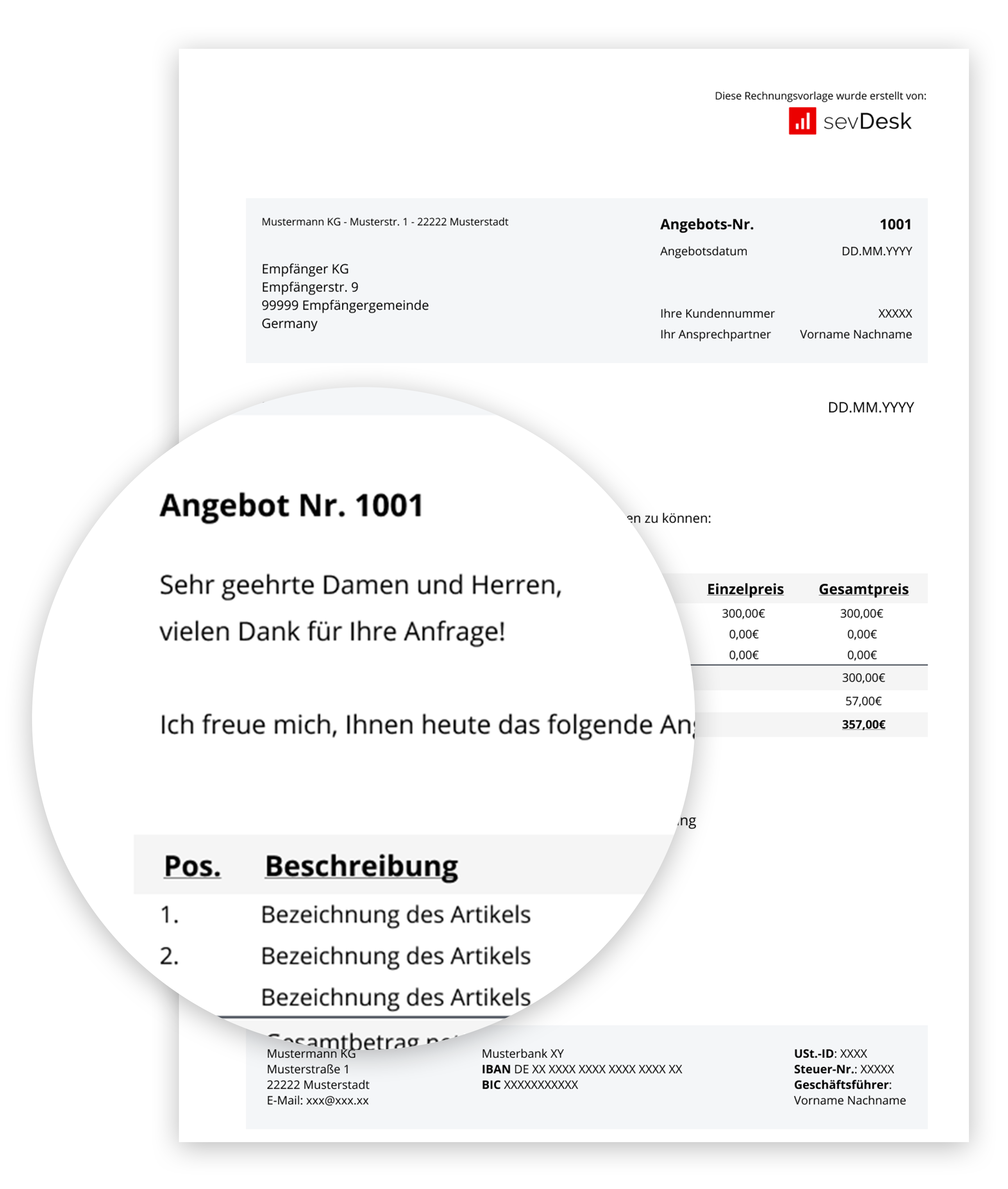 Angebotsvorlage Für Word & Excel | Kostenlos Downloaden