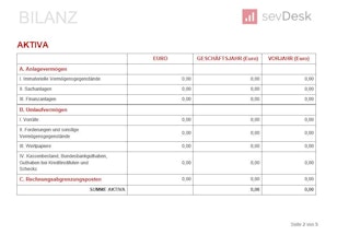 Bilanz Vorlage Beispiel