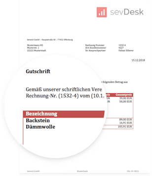 Gutschrift Vorlage Muster für microsoft Word