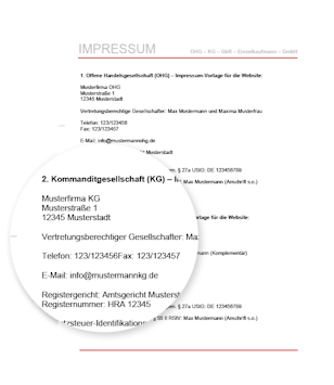 Impressum Vorlage