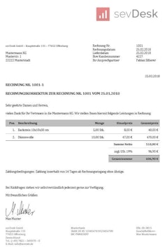 Rechnungskorrektur Muster