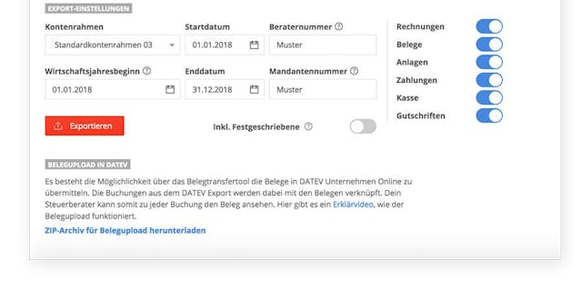 Datev export für den Steuerberater erstellen